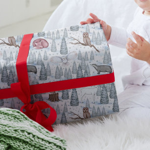 Winter Forest Animals Nature Christmas Pattern Wrapping Paper