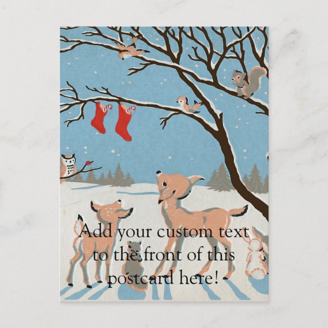 Winter Forest Animals Postcard (Front)