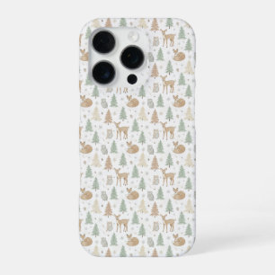 Winter Forest Animals Seamless Pattern iPhone 16 Pro Case