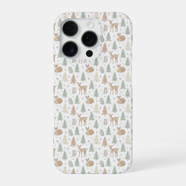 Winter Forest Animals Seamless Pattern iPhone Case (Back)