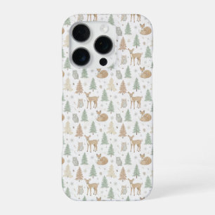 Winter Forest Animals Seamless Pattern iPhone 16 Pro Case