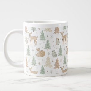Winter Forest Animals Seamless Pattern Large Coffee Mug