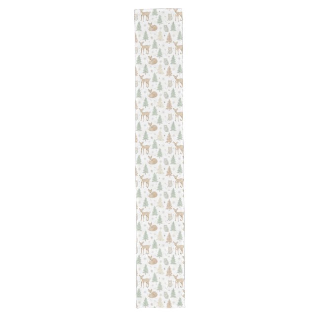 Winter Forest Animals Seamless Pattern Long Table Runner (Front)