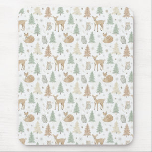 Winter Forest Animals Seamless Pattern Mouse Pad