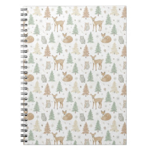 Winter Forest Animals Seamless Pattern Notebook