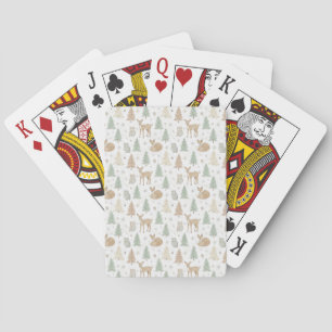 Winter Forest Animals Seamless Pattern Playing Cards