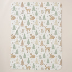 Winter Forest Animals Seamless Pattern Sherpa Blanket