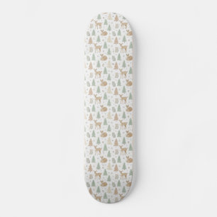 Winter Forest Animals Seamless Pattern Skateboard