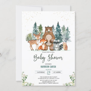 Winter Forest Animals Woodland Baby Shower Invitation