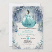 Winter Forest Aqua Blue Princess Dress Quinceañera