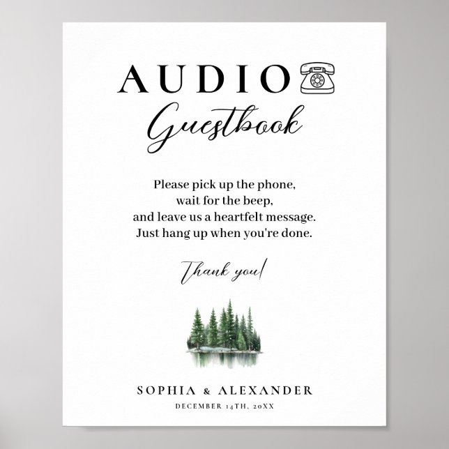 Winter Forest Audio Wedding Guestbook Poster (Front)
