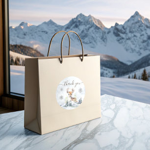 Winter Forest Baby Deer Baby Shower Classic Round Sticker