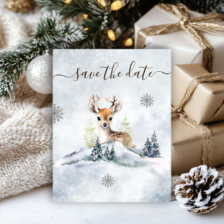 Winter Forest Baby Deer Baby Shower Save The Date