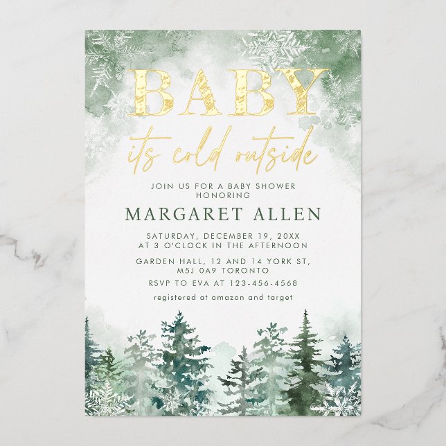 Winter forest baby its cold outside baby shower (Front)