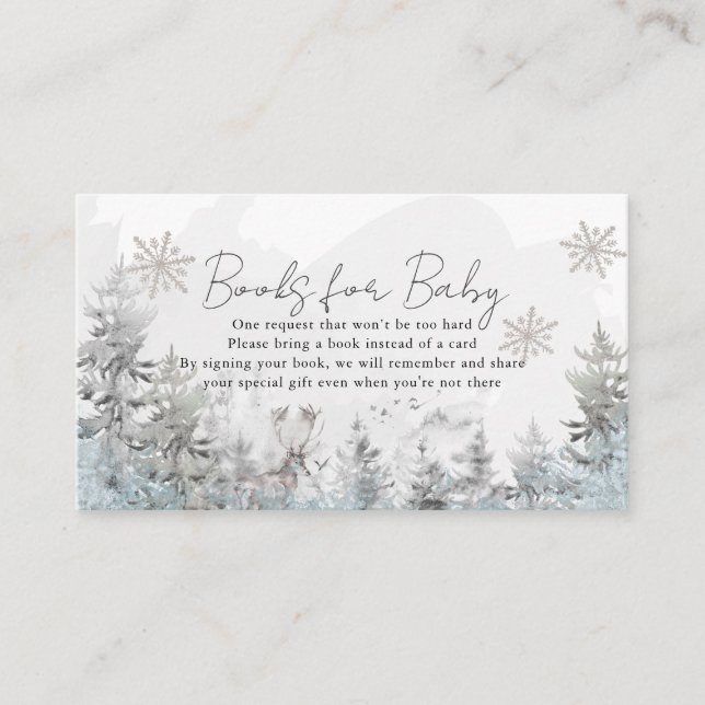 Winter Forest Baby Shower Book Reqest Enclosure Card (Front)