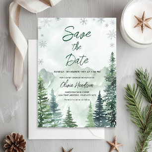 Winter Forest Baby Shower Save the Date Invitation