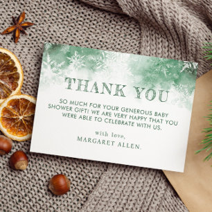 Winter forest baby shower thank you card