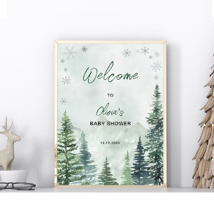 Winter Forest Baby Shower Welcome Poster