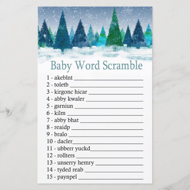 winter forest Baby word scramble game (Front)