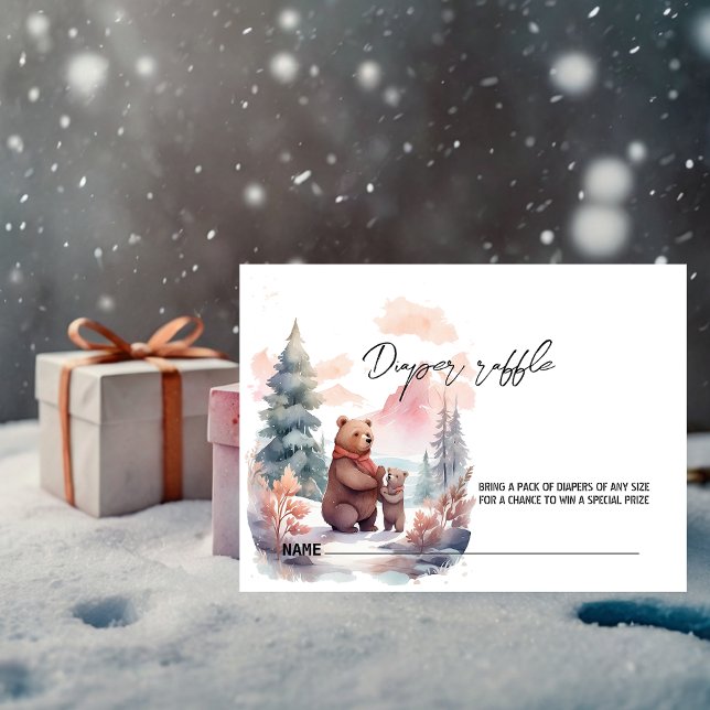 Winter Forest Bears  Diaper Raffle Enclosure Card (Creator Uploaded)