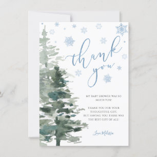 Winter Forest Blue It's Cold Outside Flat Thank You Card