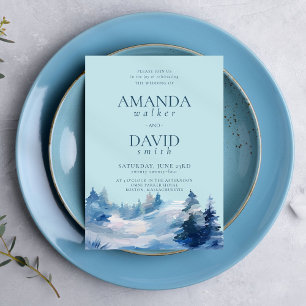 Winter Forest Blue Wedding Invitation
