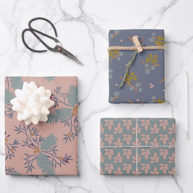 winter forest blush wrapping paper sheet (Front)