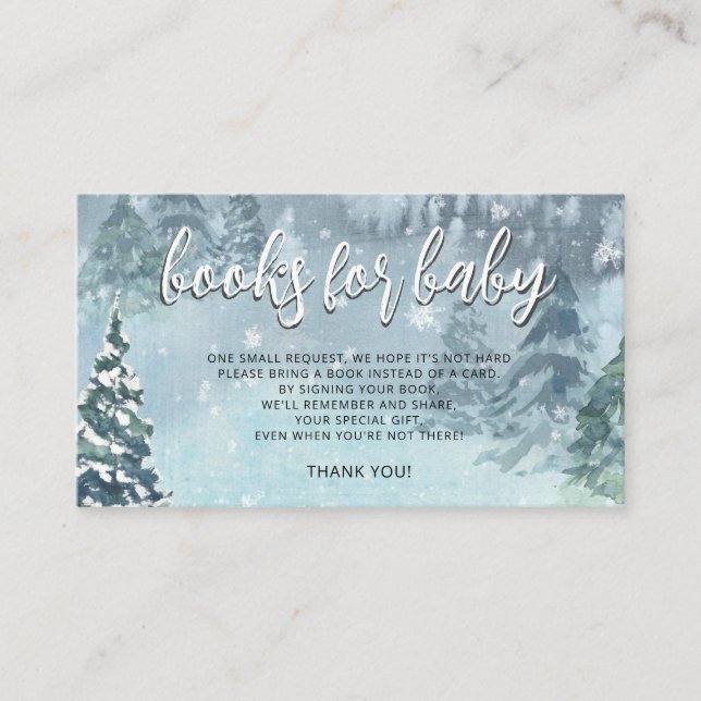 Winter Forest Book for Baby Shower Game  Enclosure Card (Front)
