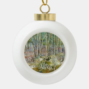 winter forest ceramic ball christmas ornament