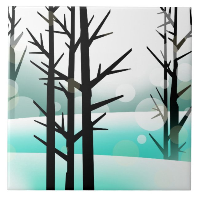 Winter Forest Ceramic Tile (Front)