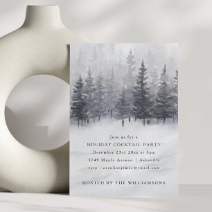 Winter Forest Christmas Cocktail Party Holiday Invitation