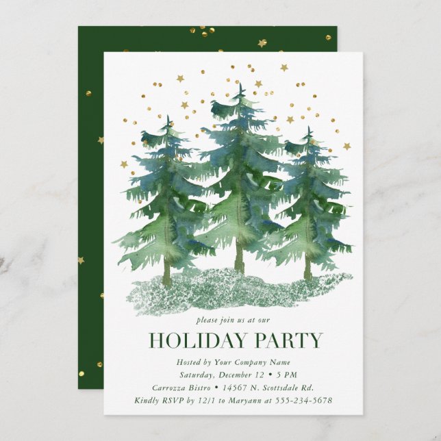 Winter Forest Company Holiday Party Invitation (Front/Back)