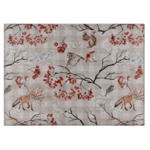 Winter forest creatures  cutting board