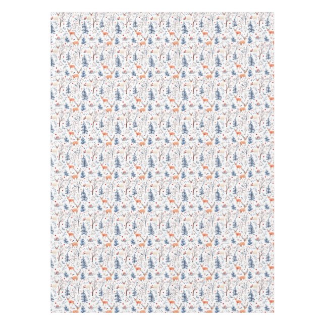Winter Forest Deer Woodland Tablecloth (Front)