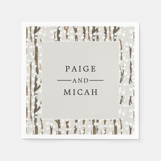 Winter Forest Engagement Party Napkin (Front)