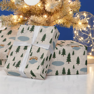 Winter Forest Fir Tree Pattern Wrapping Paper