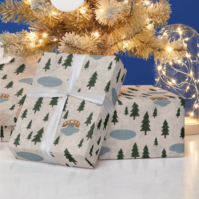 Winter Forest Fir Tree Pattern Wrapping Paper (Holidays)