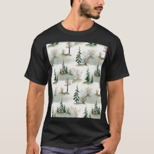 Winter Forest: Hand-Drawn Green Blur T-Shirt