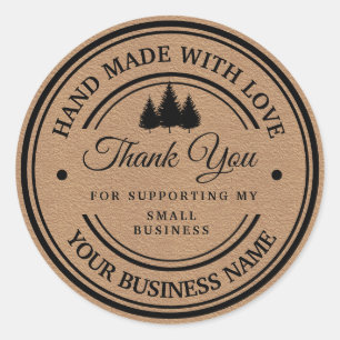 Winter forest handmade craft paper   thank you  classic round sticker