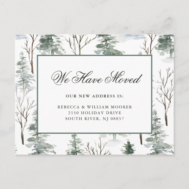 Winter Forest | Holiday Moving Announcement Postcard (Front)