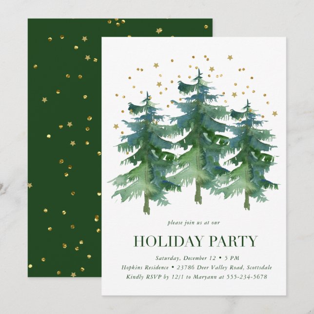 Winter Forest Holiday Party Invitation (Front/Back)