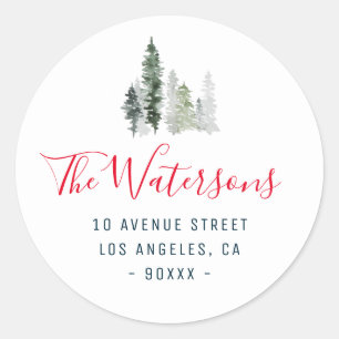 winter forest holiday return address sticker