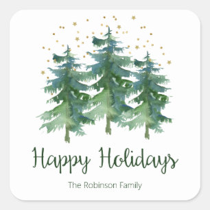 Winter Forest Holiday Square Sticker
