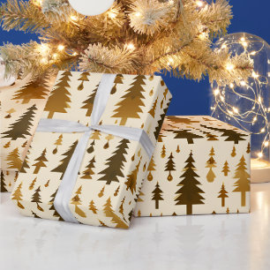 Winter Forest in Gold Wrapping Paper