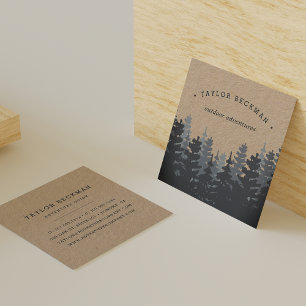 Winter Forest Kraft Square Business Card