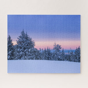 Winter Forest Landscape at Sunset Jigsaw Puzzle