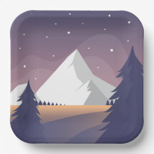 Winter Forest Landscape Paper Plate