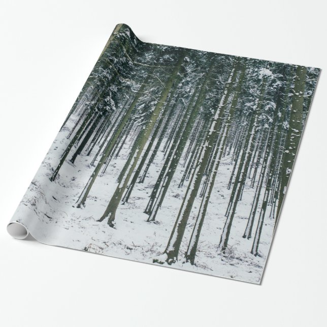 Winter Forest Landscape Snow Covered Trees Wrapping Paper (Unrolled)