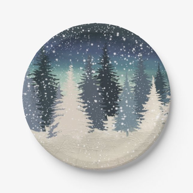 Winter Forest- Let it snow Paper Plate (Front)