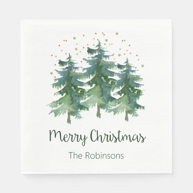Winter Forest Merry Christmas Napkin (Front)